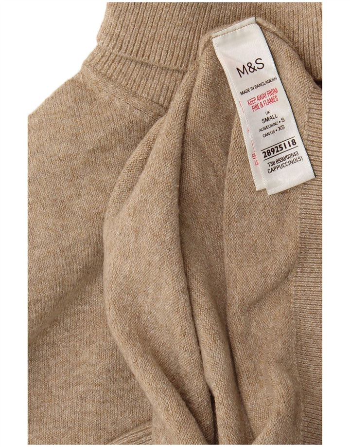 Marks & Spencer Jersey con cuello vuelto para mujer UK 10 Small Beige Poliéster