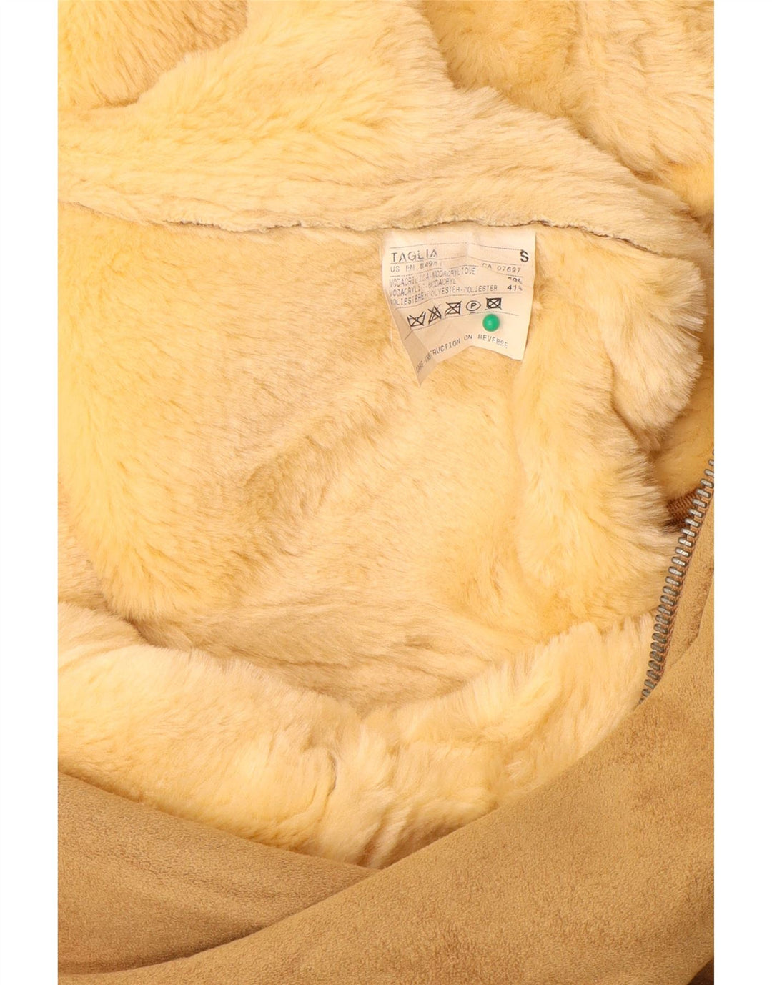 BENETTON Abrigo Sherpa para Mujer UK 10 Small Beige Modacryl