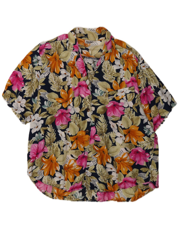 Vintage Womens Short Sleeve Shirt UK 18 XL Multicoloured Floral