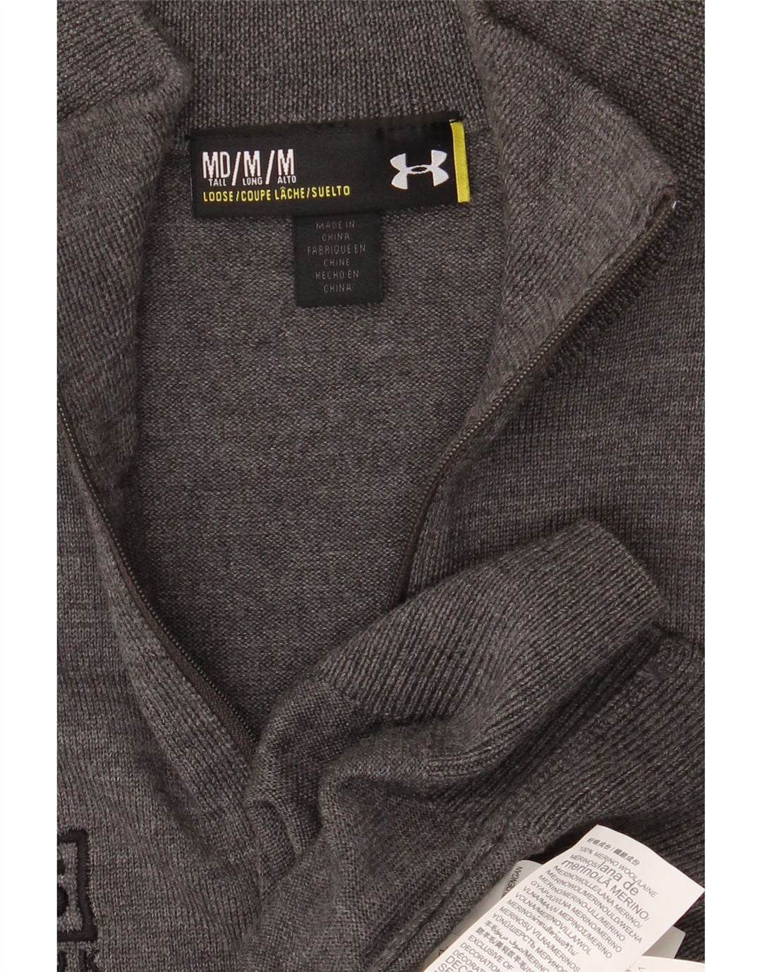 UNDER ARMOUR Suéter tipo jersey con cuello con cremallera y gráfico alto para hombre Gris medio