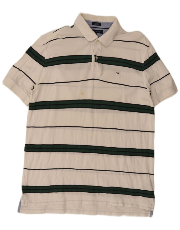Tommy Hilfiger Polo Custom Fit para hombre XL Algodón a rayas blancas
