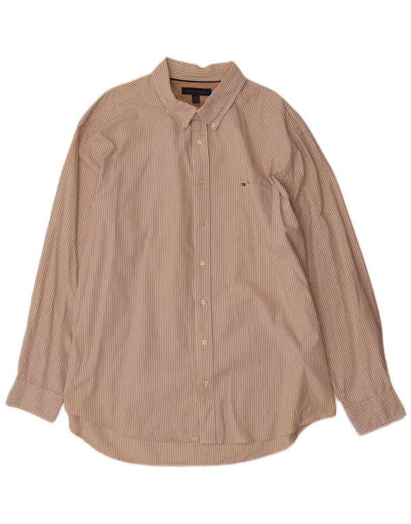 Tommy Hilfiger Camisa para hombre 2XL Algodón a rayas beige