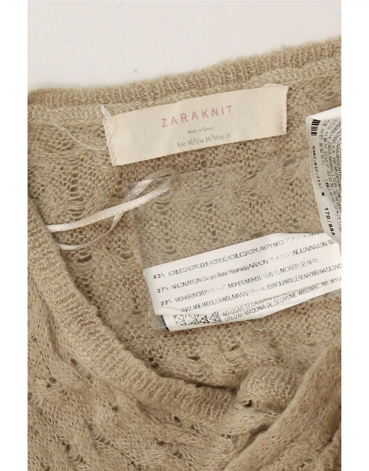 ZARA Womens Cardigan Sweater UK 14 Medium Beige Acrylic Vintage Zara and Second-Hand Zara from Messina Hembry 