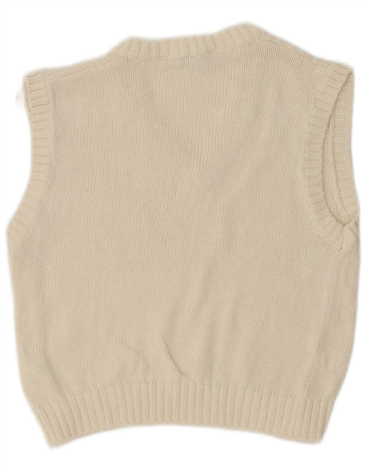 Zara Mujer Crop Vest Tank Top UK 12 Medium Blanco Algodón