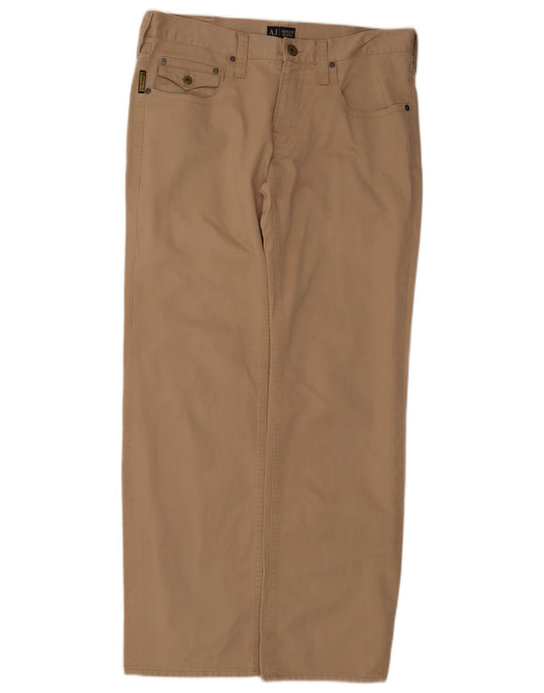 Armani Hombre Pantalones Casuales Rectos W34 L32 Algodón Beige