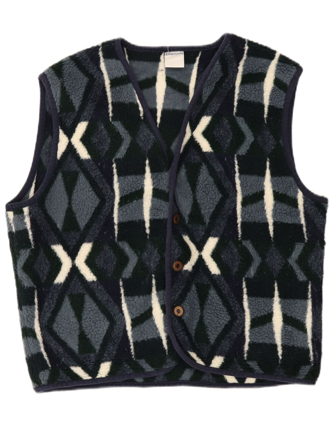 Campagnolo Chaleco polar para hombre UK 38 Medium Azul marino Poliéster geométrico