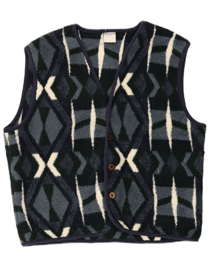 Campagnolo Chaleco polar para hombre UK 38 Medium Azul marino Poliéster geométrico