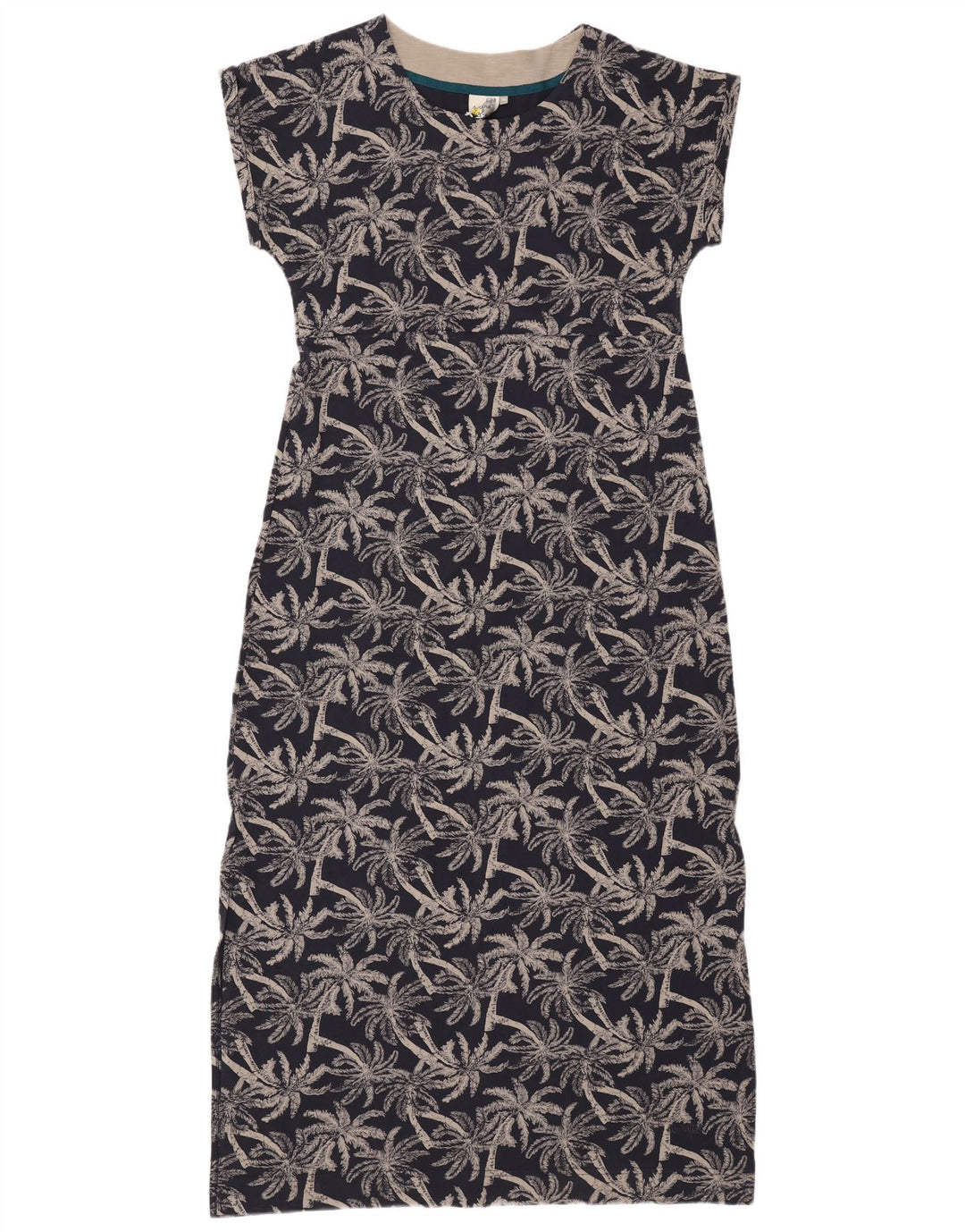 WEIRD FISH Vestido largo con estampado abstracto para mujer UK 44 Grande Algodón azul marino