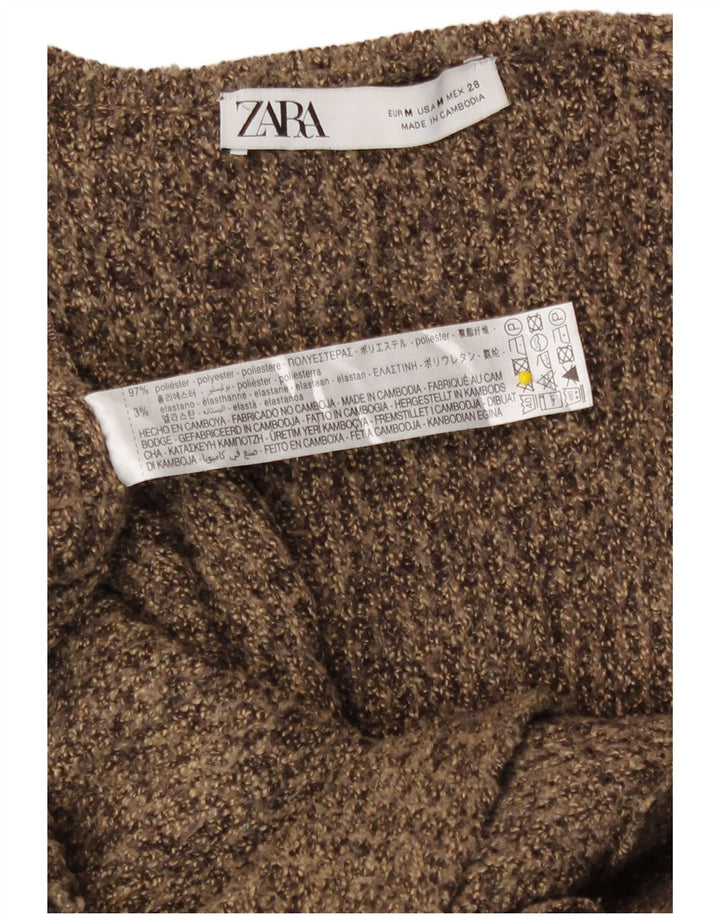 Zara Mujer Jersey Cárdigan Largo Extragrande UK 44 Marrón Medio Moteado