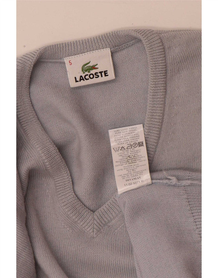 Lacoste - Jersey con cuello en V para hombre, talla 5, lana virgen azul grande