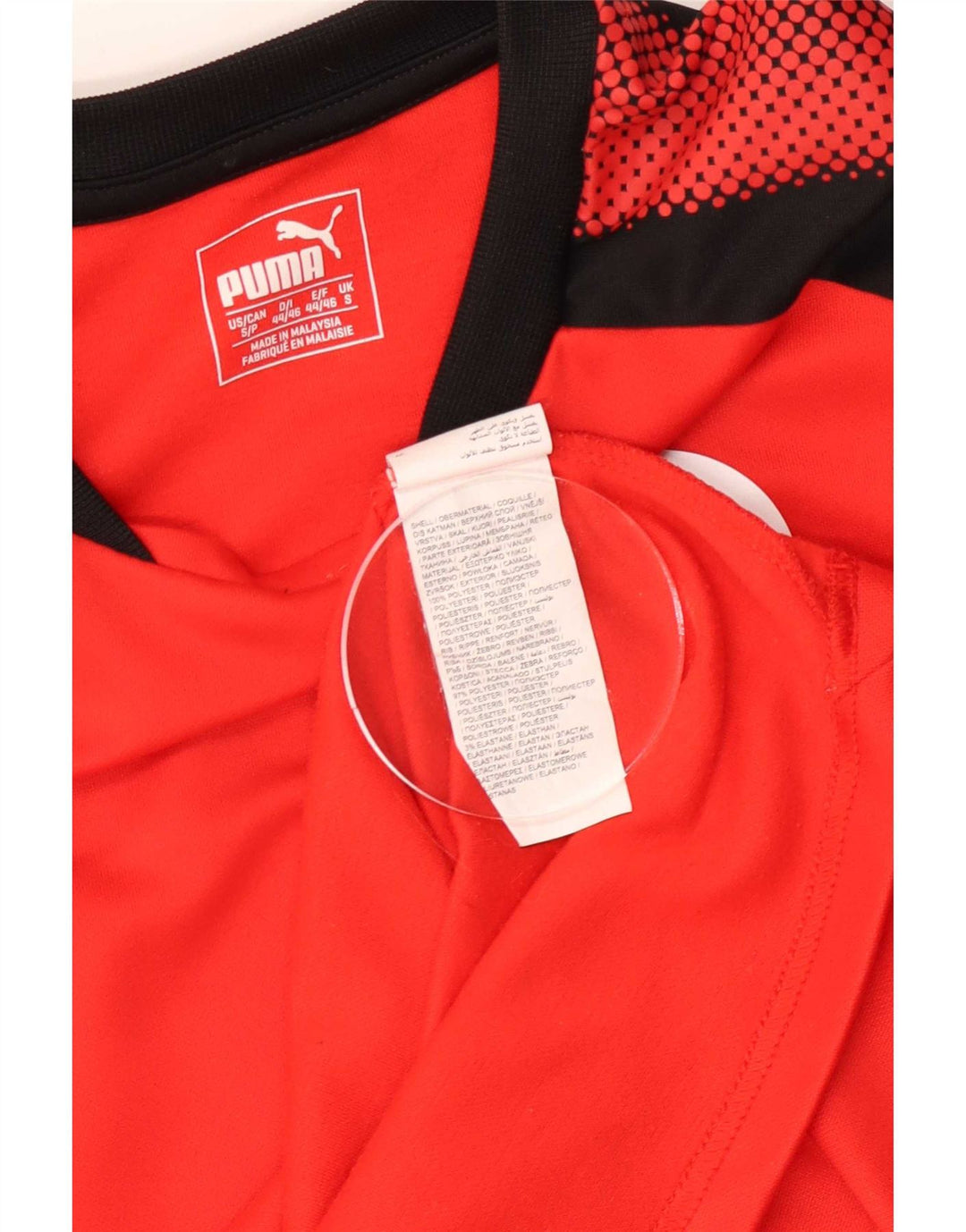 Puma Top gráfico de manga larga para hombre, poliéster color block, pequeño, rojo
