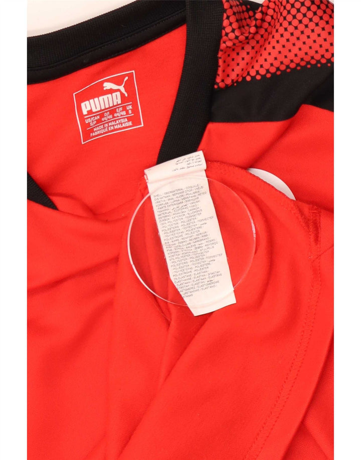 Puma Top gráfico de manga larga para hombre, poliéster color block, pequeño, rojo