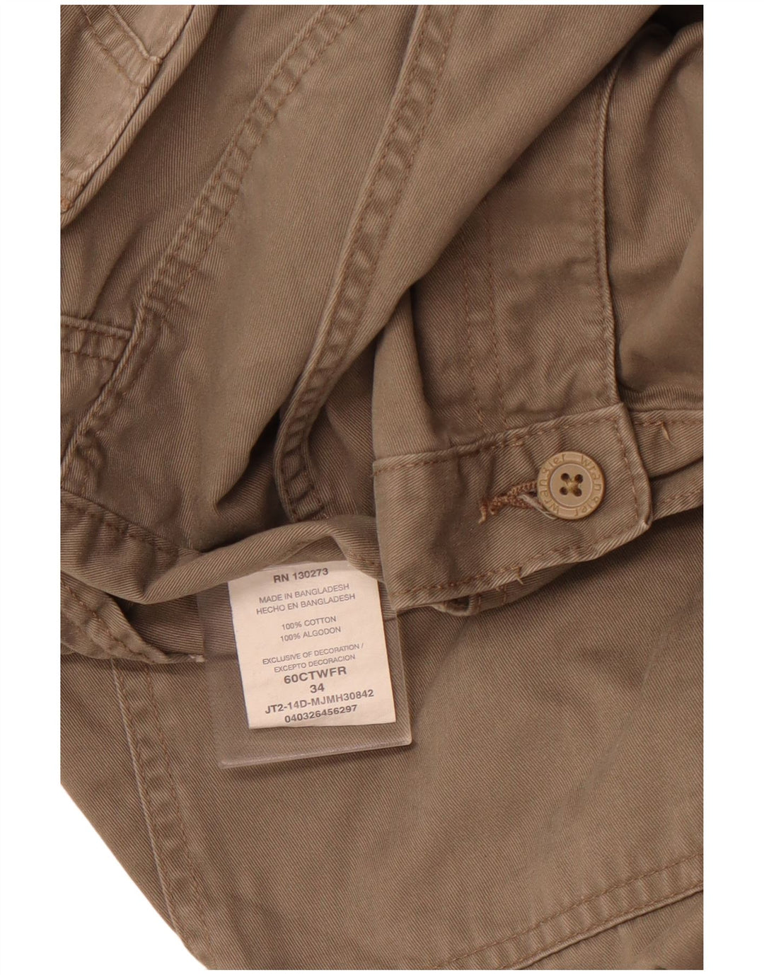 WRANGLER Pantalones cortos cargo para hombre W34 Algodón marrón grande