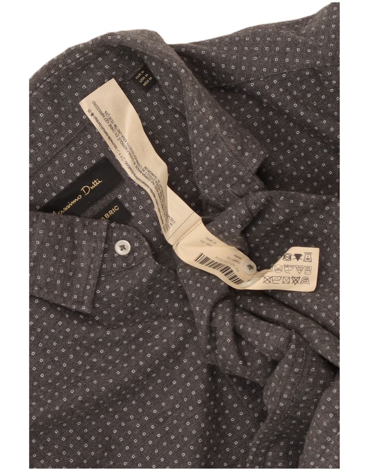 Camisa Massimo Dutti Hombre Algodón Geométrico Gris Medio