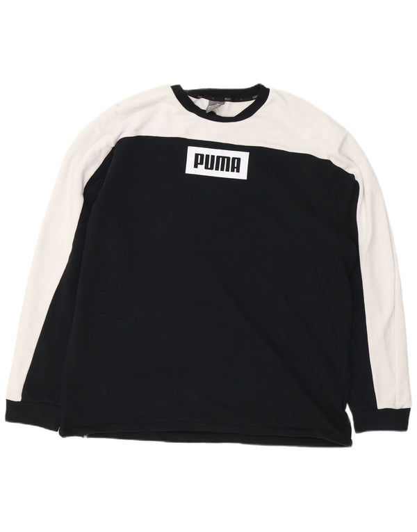 Puma Mens Graphic Regular Fit Sweatshirt Jumper XL Black Colourblock Cotton