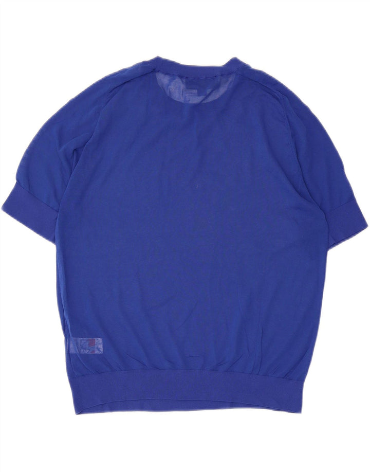 Zara Mujer Top Transparente UK 44 Algodón Azul Grande