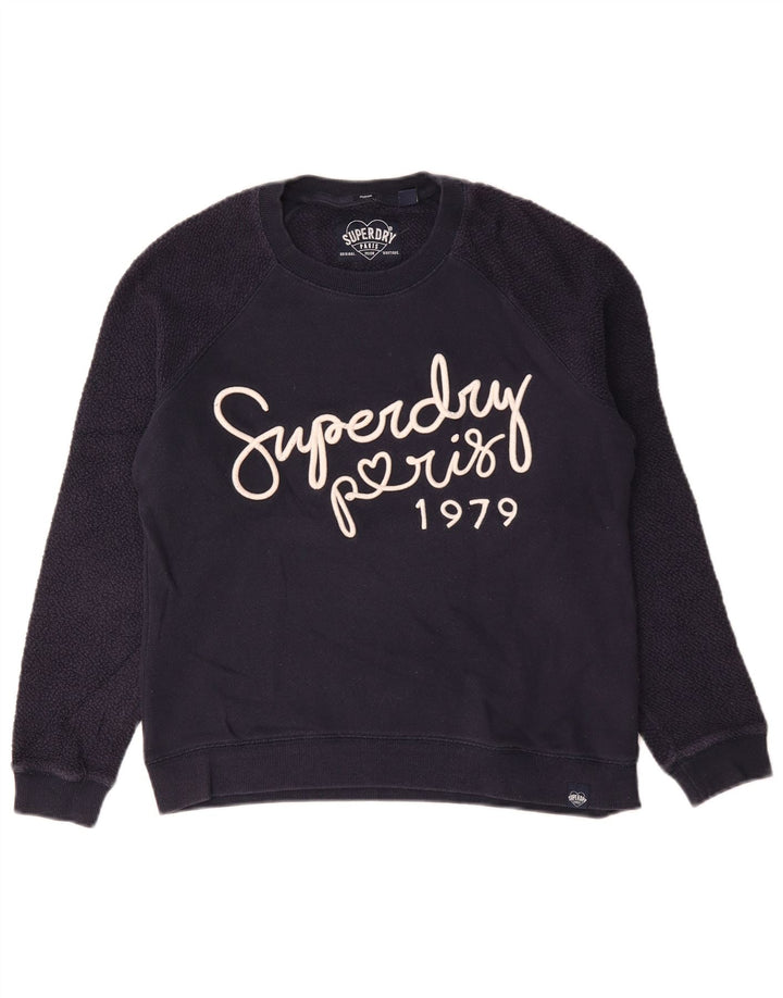 Superdry Sudadera Gráfica para Mujer Jersey UK 44 Mediano Azul Marino Algodón