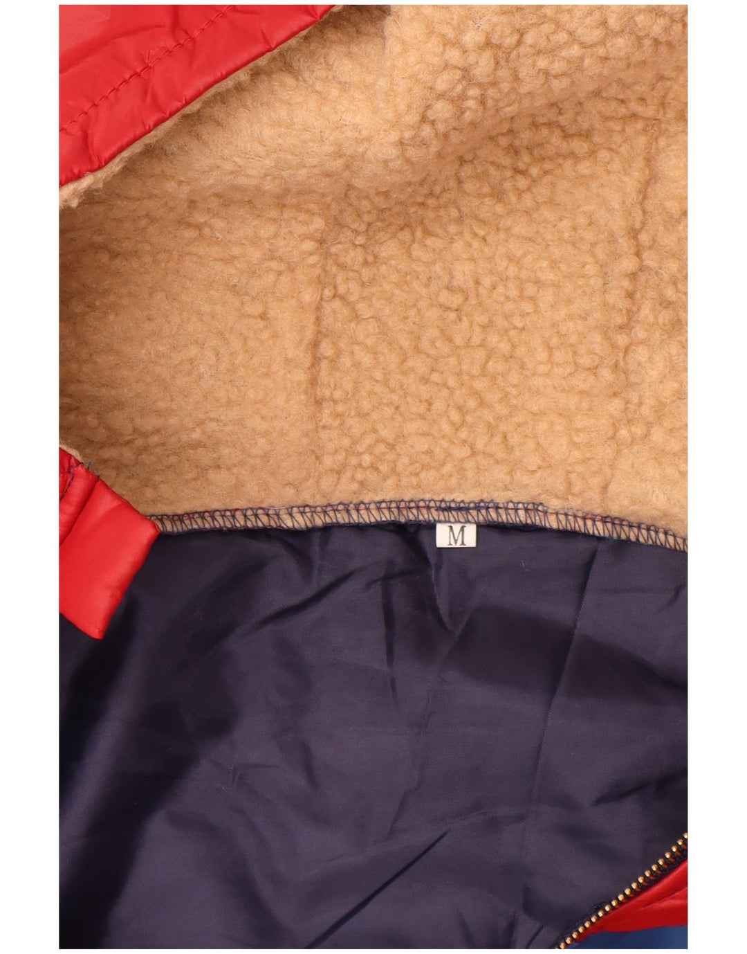 Vintage mujer chaqueta acolchada con capucha Reino Unido 14 bloque de color azul medio