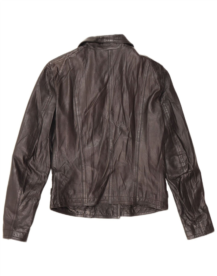 Bayside Chaqueta motera de cuero para mujer IT 44 Cuero negro mediano