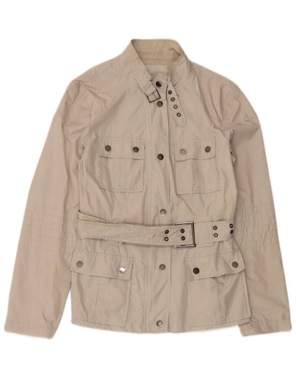 Zara - Chaqueta utilitaria para mujer, talla 40, poliéster blanco mediano