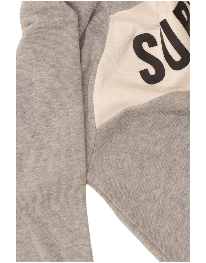 Superdry Mujer Crop Graphic Sudadera Jumper UK 44 Algodón Gris Medio