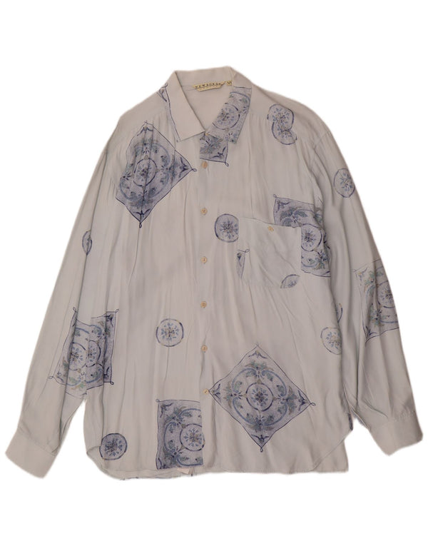 Camisa VINTAGE Hombre XL Viscosa Geométrica Azul