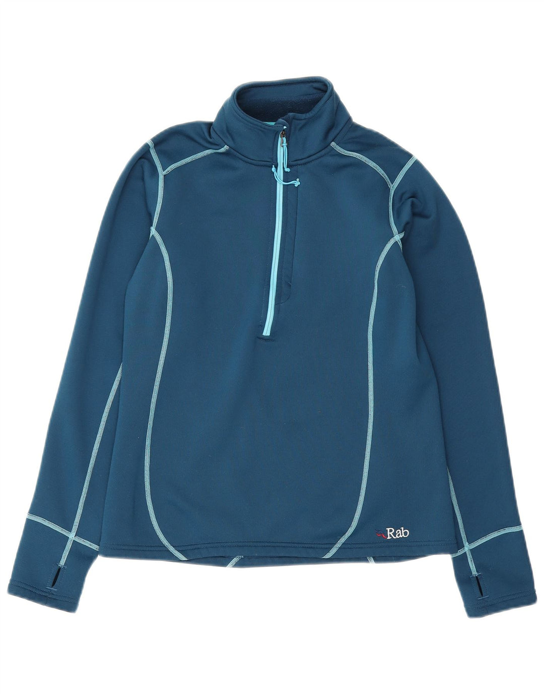 Rab Mujer Zip Neck Sudadera Jumper UK 12 Medio Azul Poliéster