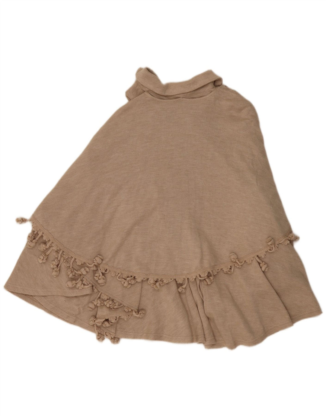 VINTAGE Mujer Poncho Cardigan Suéter Un Tamaño Beige Lana