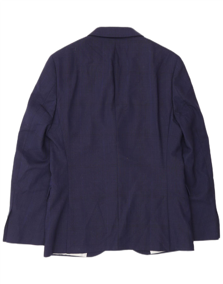 Dkny Chaqueta tipo blazer ajustada con 2 botones para hombre UK 38 Lana azul marino mediana