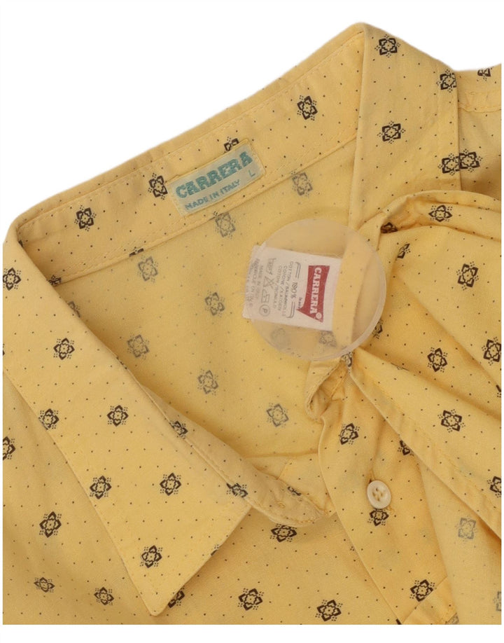 Camisa Carrera Hombre Grande Algodón Manchado Amarillo
