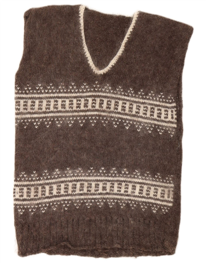 VINTAGE Chaleco para hombre Camiseta sin mangas Marrón medio Fair Isle