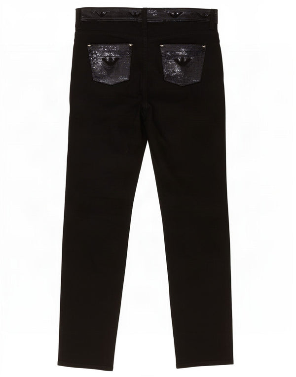 Armani Womens Slim Casual Trousers W28 L30 Black Cotton