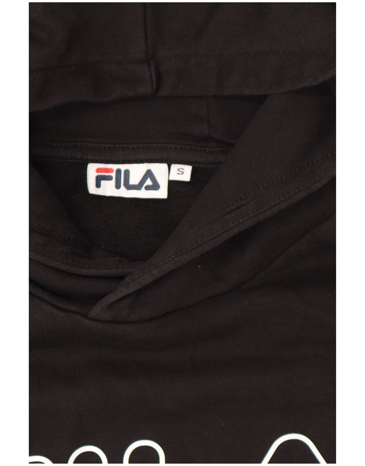Fila Mujer Oversize Crop Graphic Sudadera con capucha Jumper UK 10 Small Negro