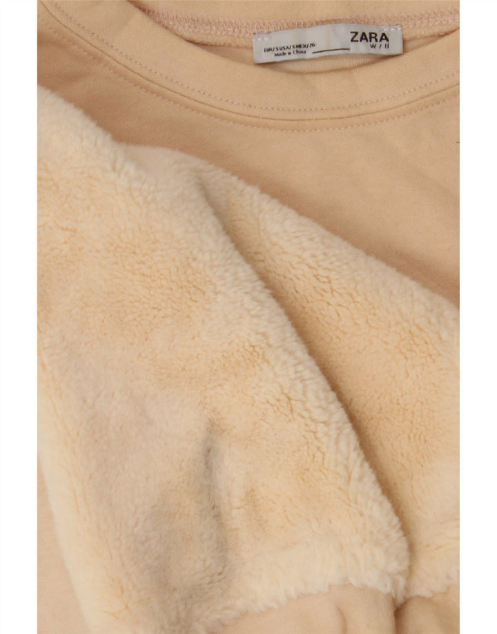 Zara Mujer Crop Sudadera De Gran Tamaño Jersey UK 10 Small Off White