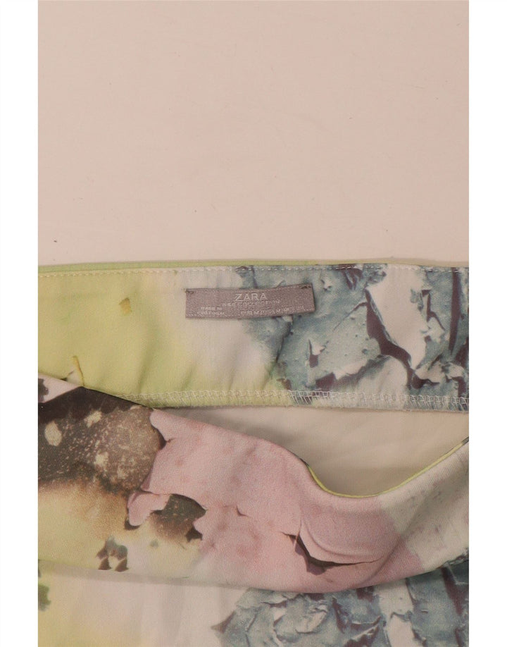 Zara Mujer Falda Lápiz Con Estampado Abstracto Mediana W28 Multicolor