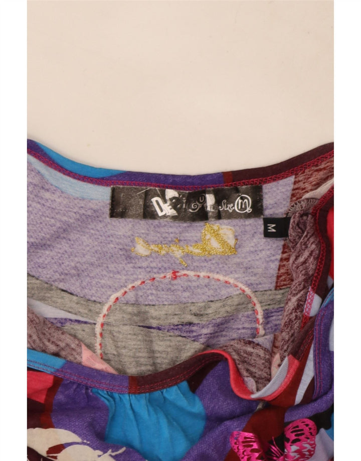 Desigual Top de tirantes gráfico para mujer Reino Unido 12 Mariposa multicolor mediana