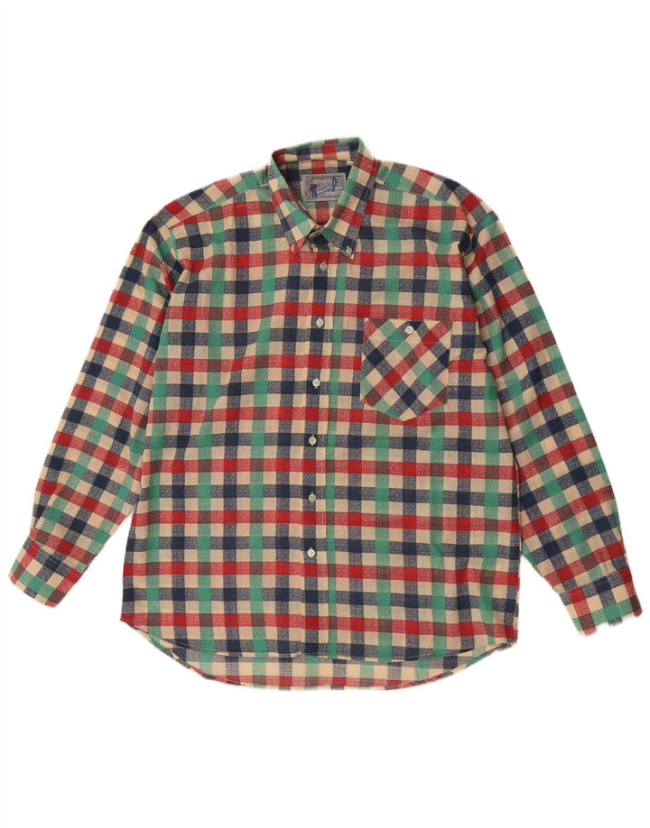 Camisa vintage para hombre grande multicolor Gingham Poliéster
