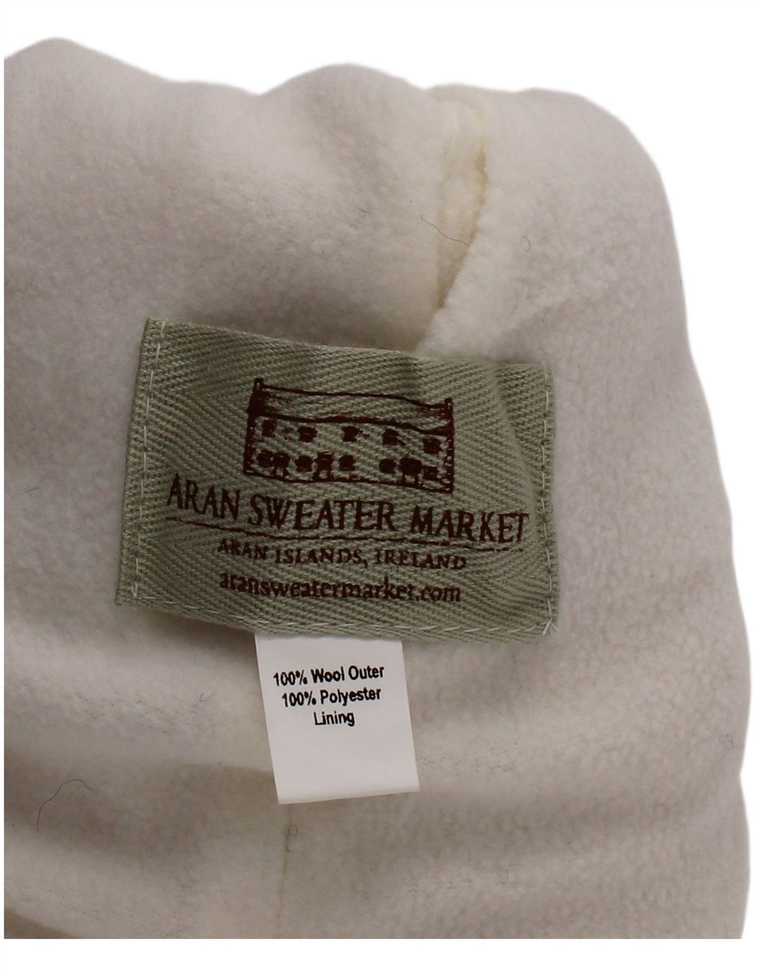 Aran Sweater Market Gorro con pompón de Punto para Mujer Grande de Lana Blanca