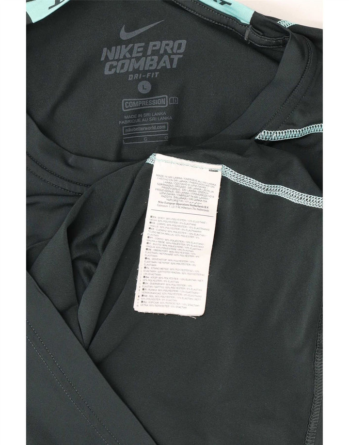 Nike Dri Fit Graphic Top manga larga para hombre poliéster verde grande