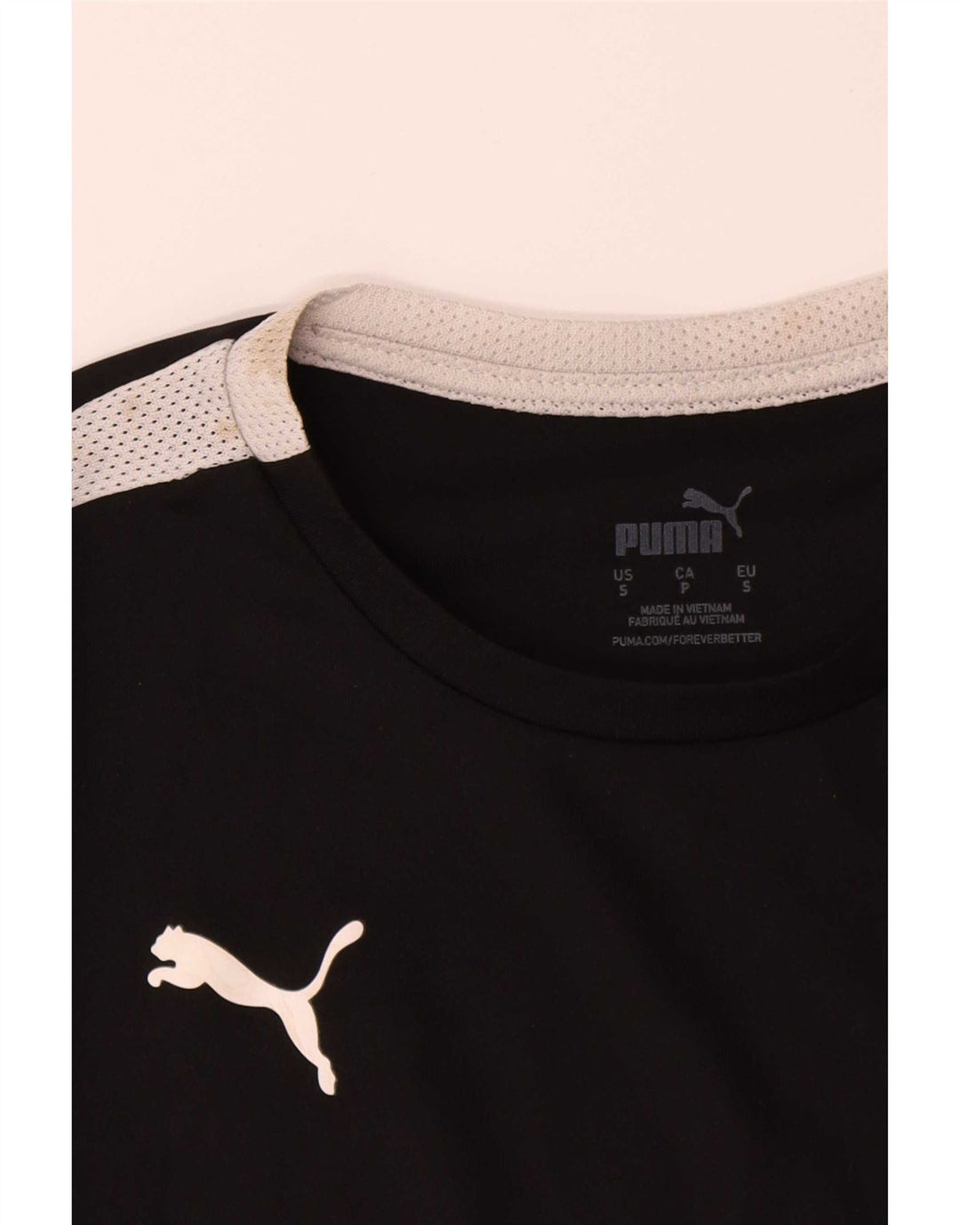 Puma Camiseta para niño Top 13-14 años Small Negro Colorblock Poliéster