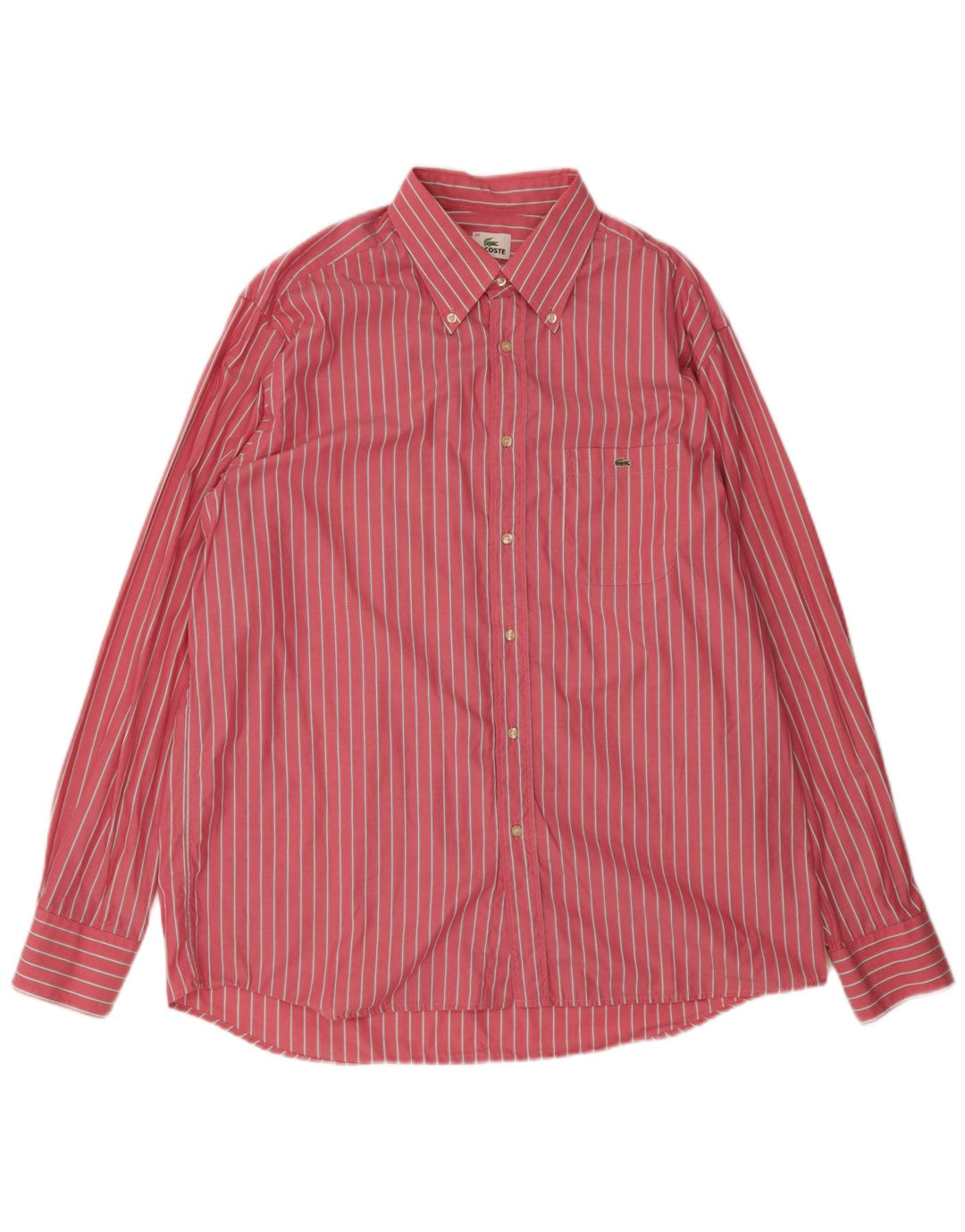 Camisa Lacoste Hombre Talla 45 XL Algodón Rayas Rosa