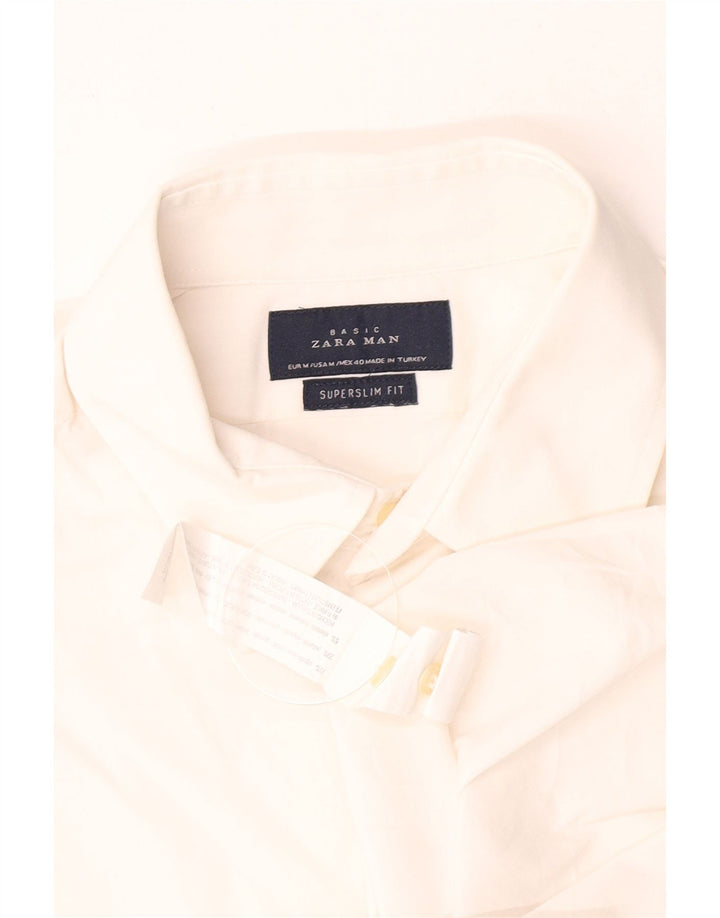 ZARA Hombre Camisa Super Slim Fit Algodón Blanco Mediano