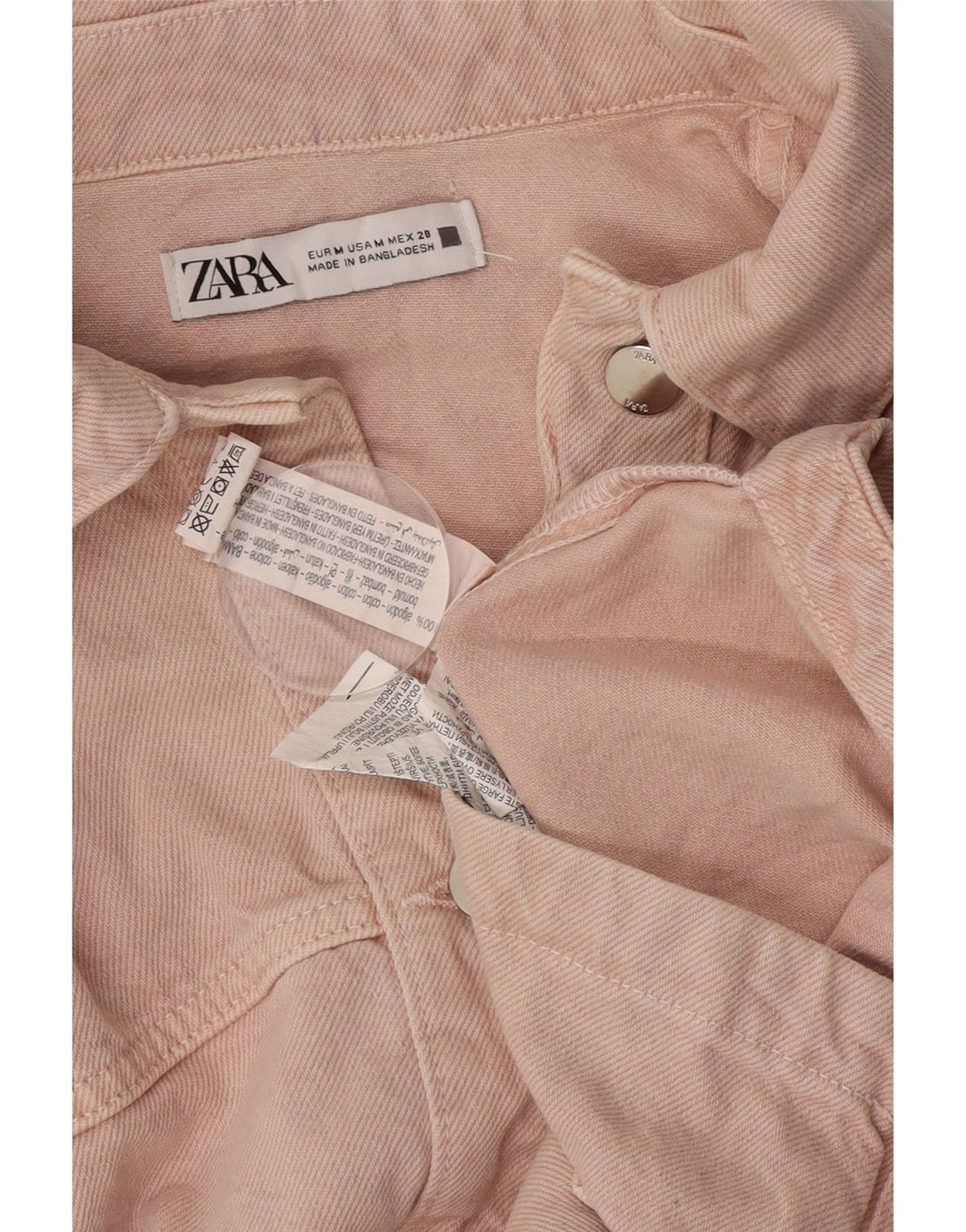 Zara Mujer Chaqueta Vaquera Extragrande UK 44 Algodón Rosa Medio