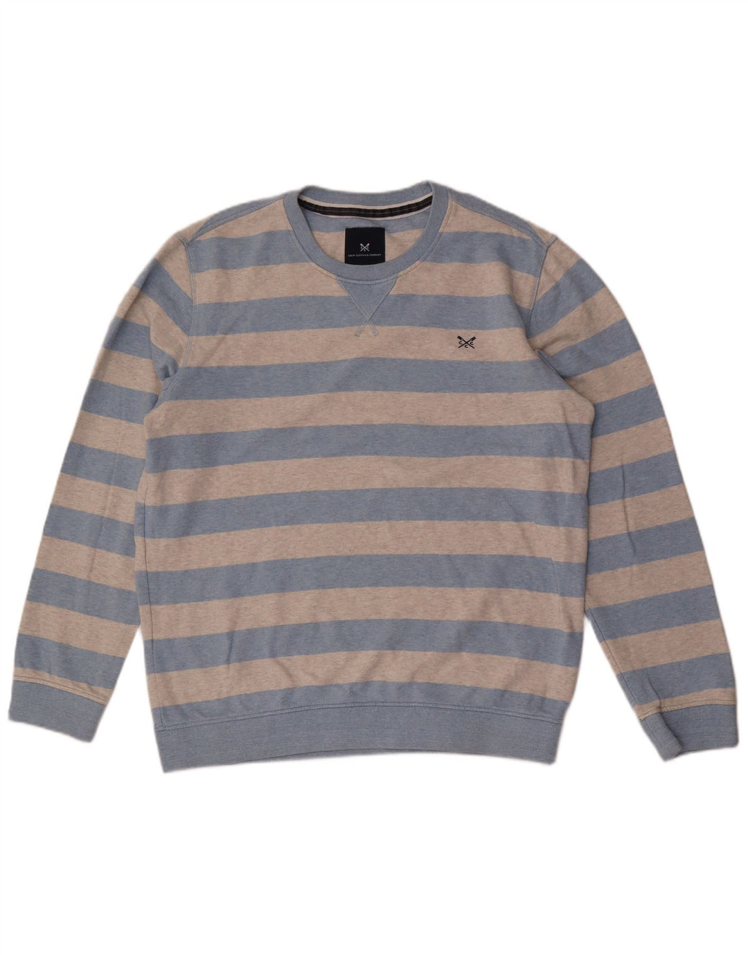CREW CLOTHING Sudadera para Hombre Jersey Grande Gris Rayas Algodón