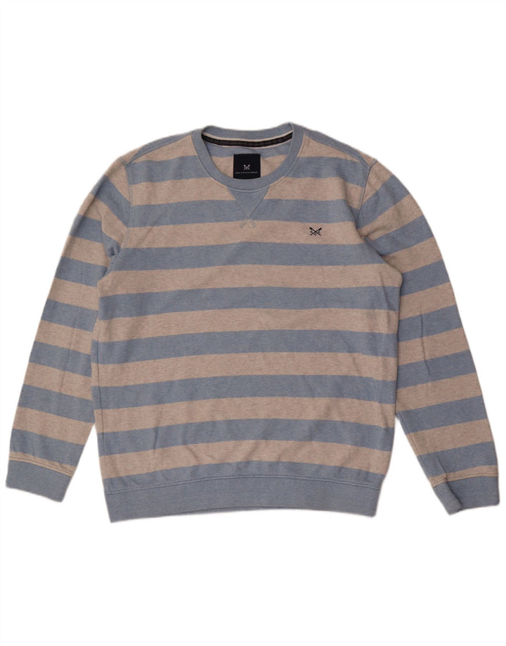 CREW CLOTHING Sudadera para Hombre Jersey Grande Gris Rayas Algodón