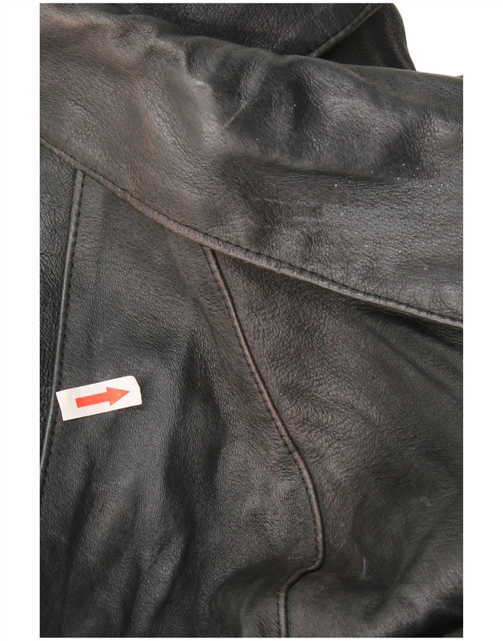 Vintage mujer oversize chaqueta de doble pecho IT 42 cuero negro medio
