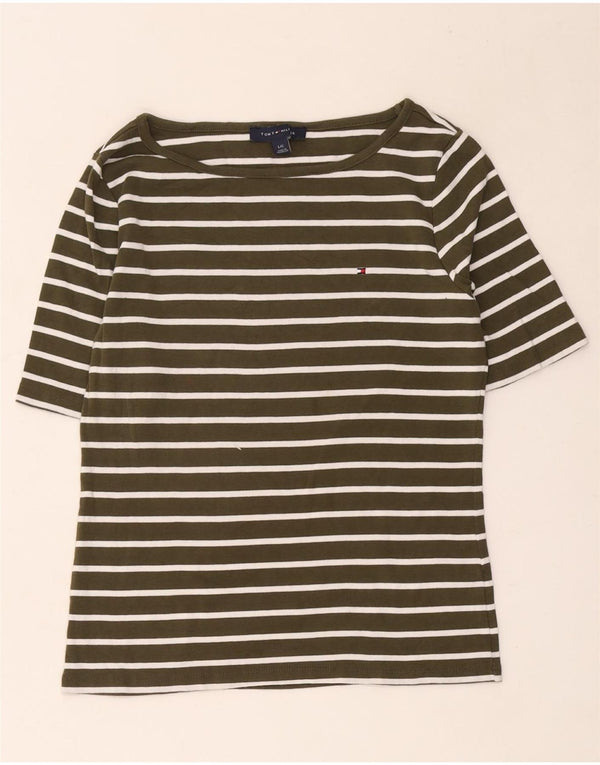 Tommy Hilfiger Camiseta para Mujer Top UK 40 Grande Caqui Algodón a Rayas
