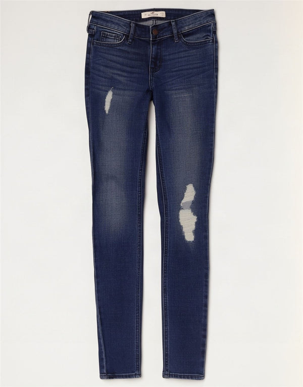 Hollister Jeans Ajustados Desgastados para Mujer US 0 XS W24 L31 Algodón Azul Marino