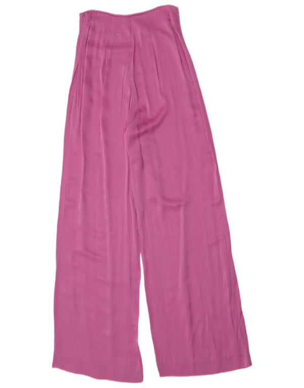 Zara Mujer Pantalones Casuales De Pierna Ancha De Cintura Alta Mediano W28 L33 Rosa