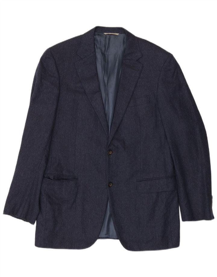 CANALI Chaqueta tipo blazer de 2 botones para hombre IT 52 XL Cachemira en espiga azul marino
